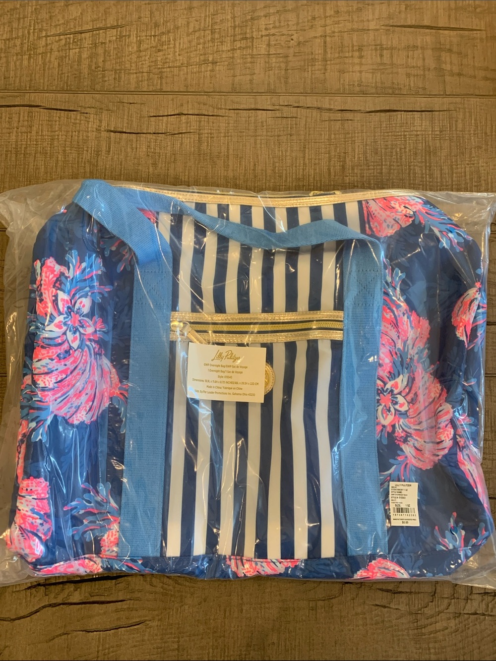 Lilly Pulitzer Navy Floral Stripe overnight bag / Tote